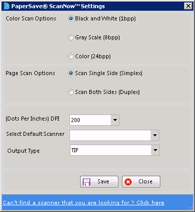 scannow settings