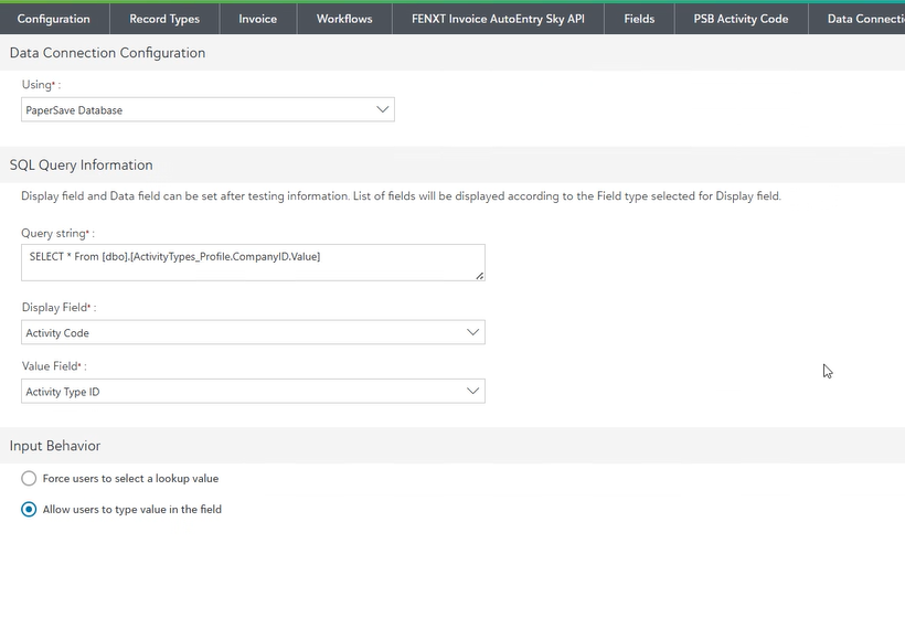 Data Connection Configuration