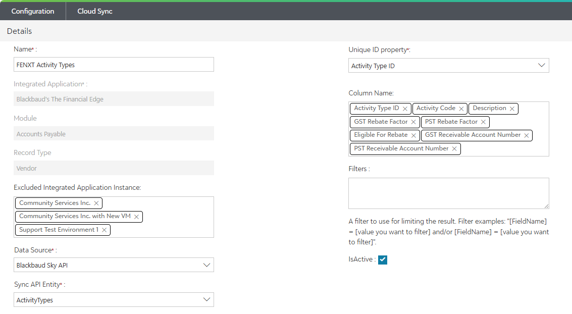 Data Sync Configuration for GST Auto Entry (FE NXT – Canadian Company)