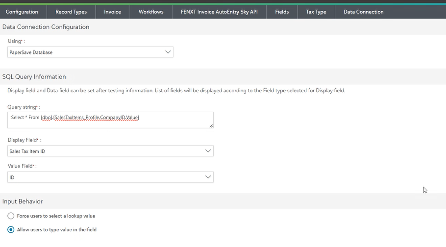 Data Connection Configuration