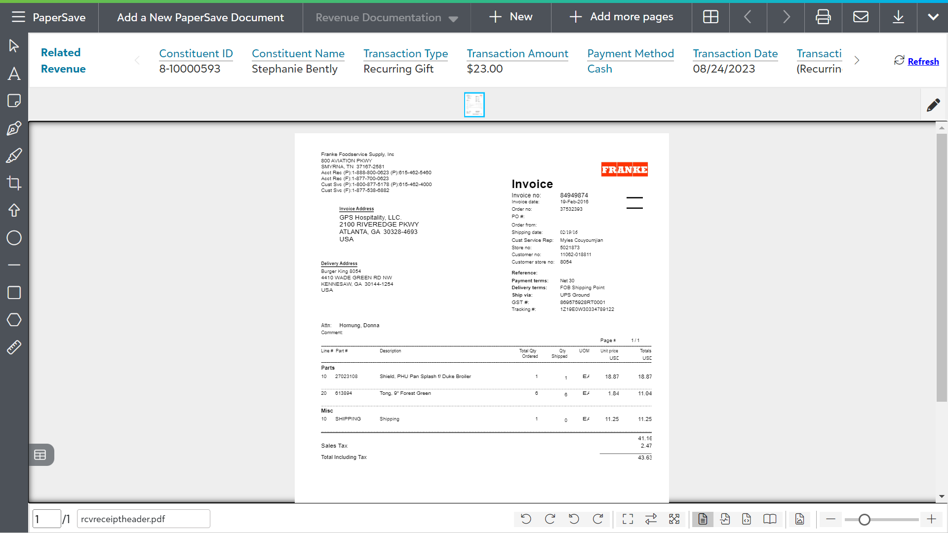 Validating the document in the document viewer