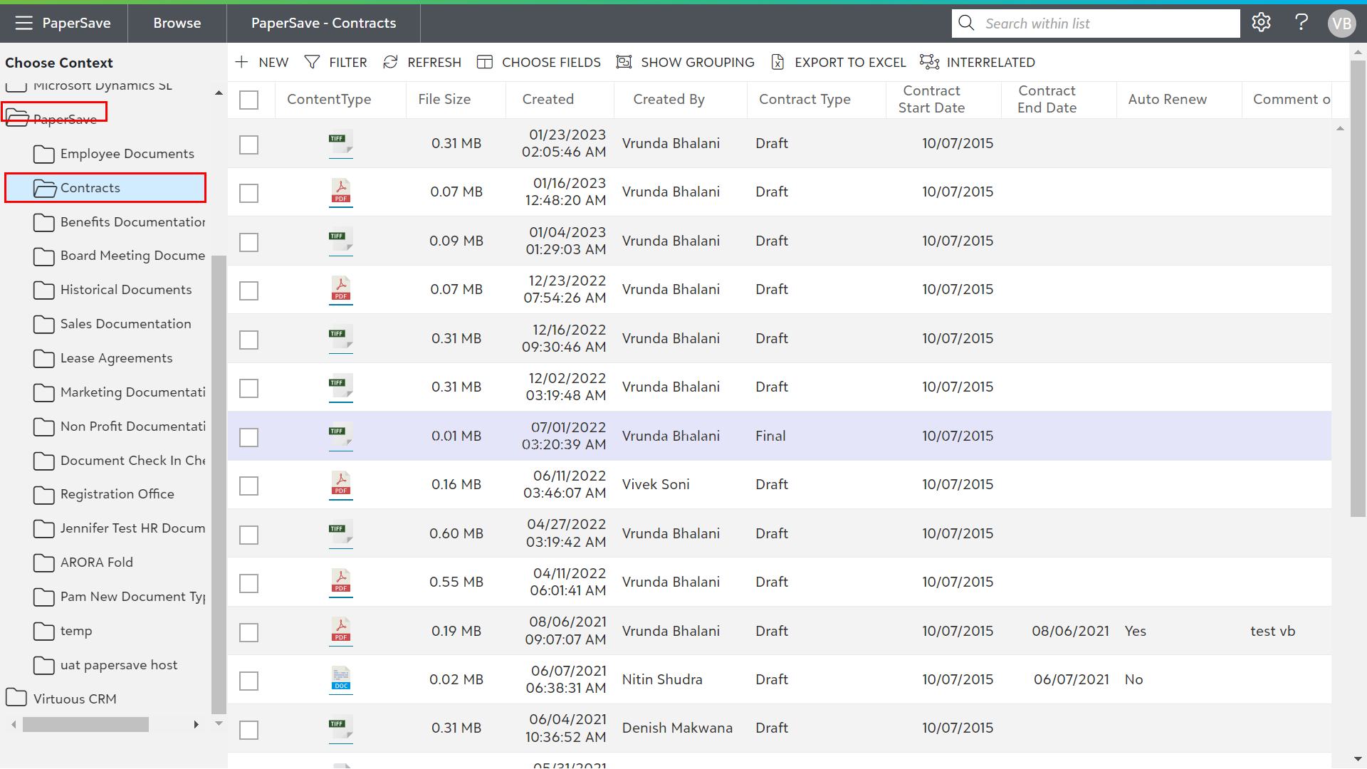 Browsing PaperSave (standalone) documents