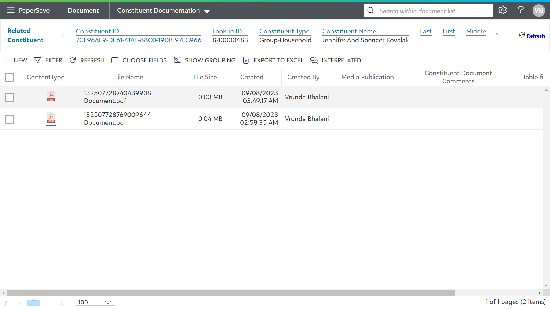 Show Document List within PaperSave options