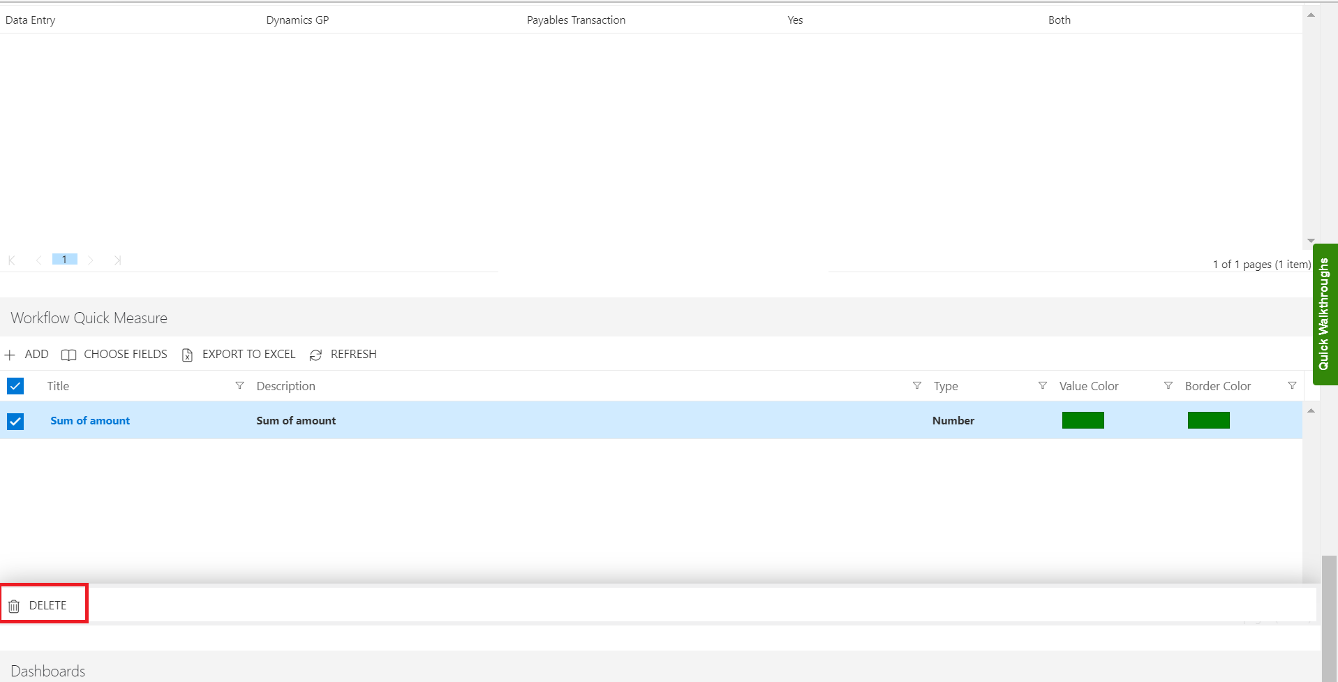 Deleting Workflow Quick Measure