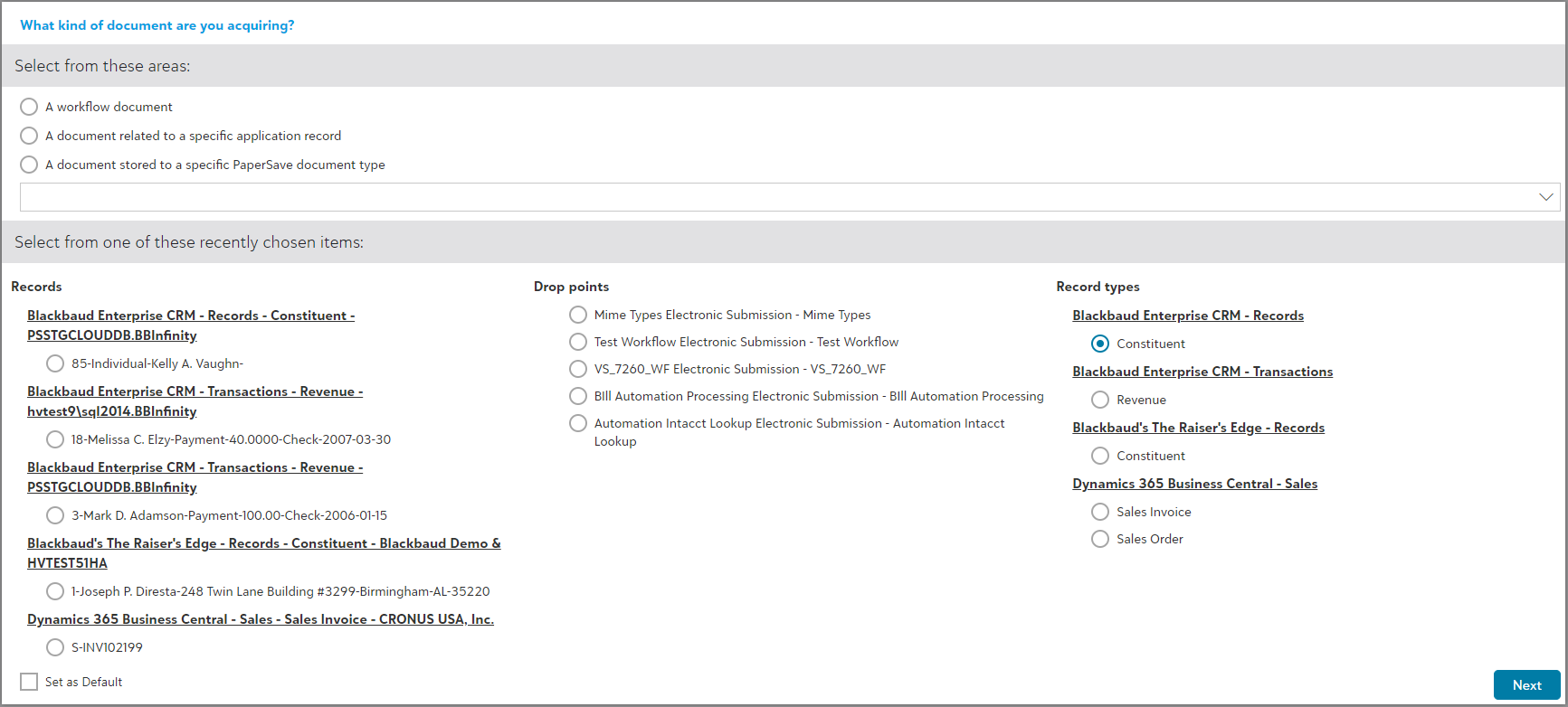 Acquiring recently added documents