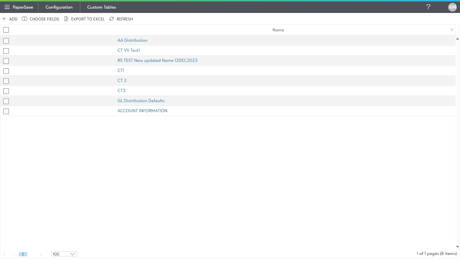 Editing the columns and rows within the Custom Tables
