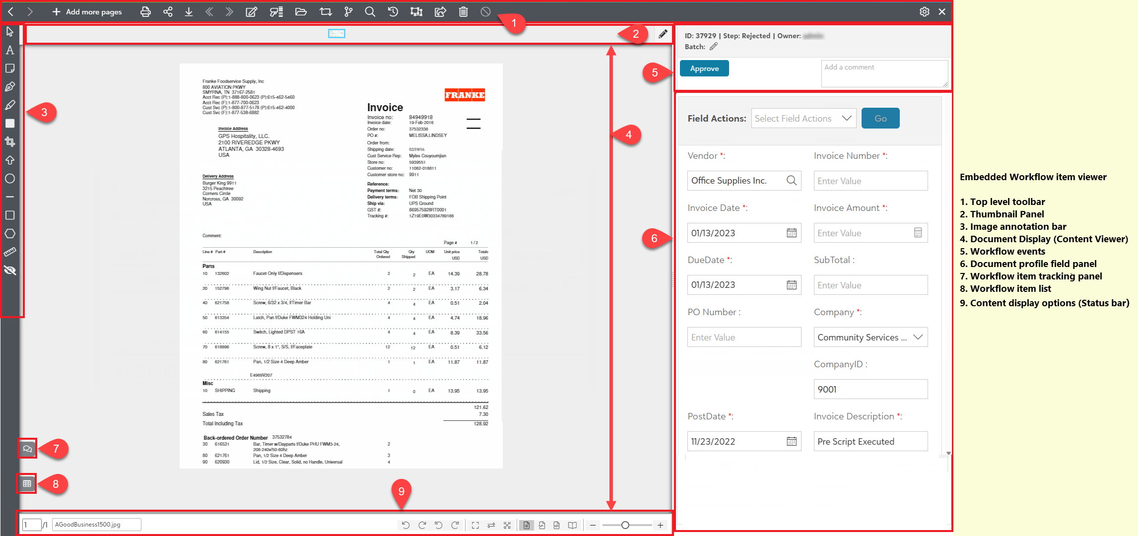 Embedded Workflow item viewer