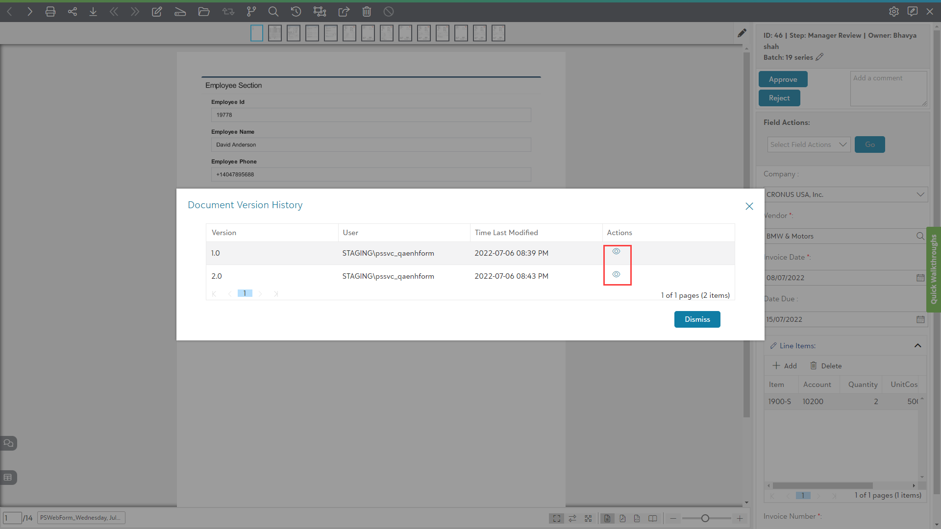 Form Value View Modifying the Smart form values