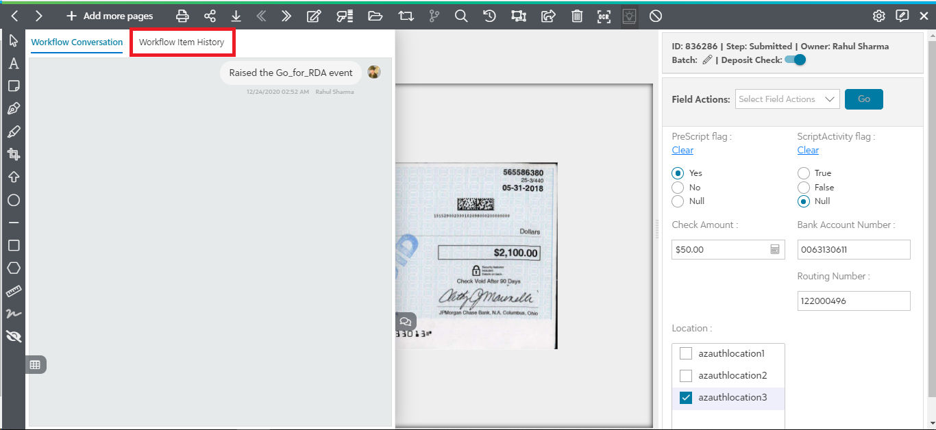 Check Status in Workflow Item History