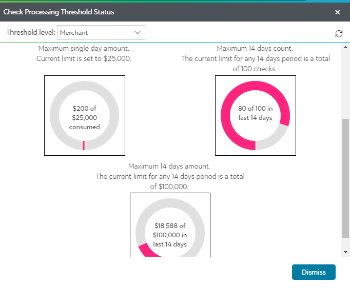 Check Processing Threshold status in Settings