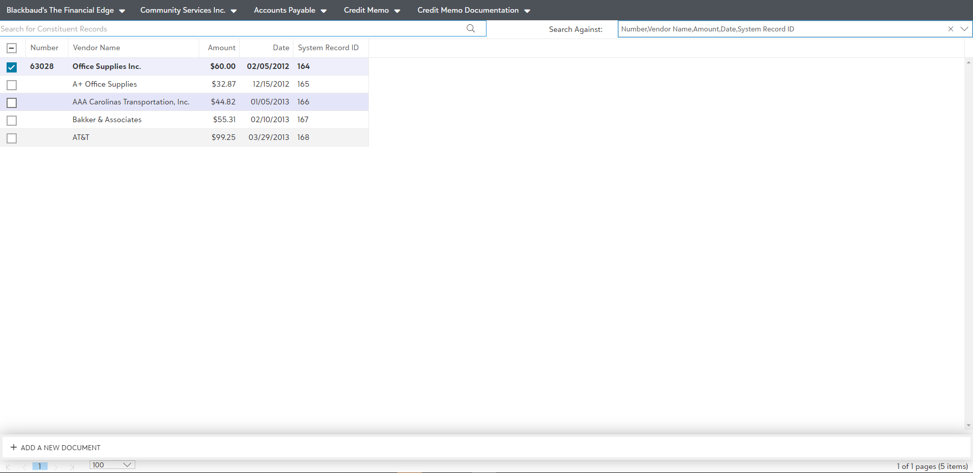 Acquiring document for Integrated Application record