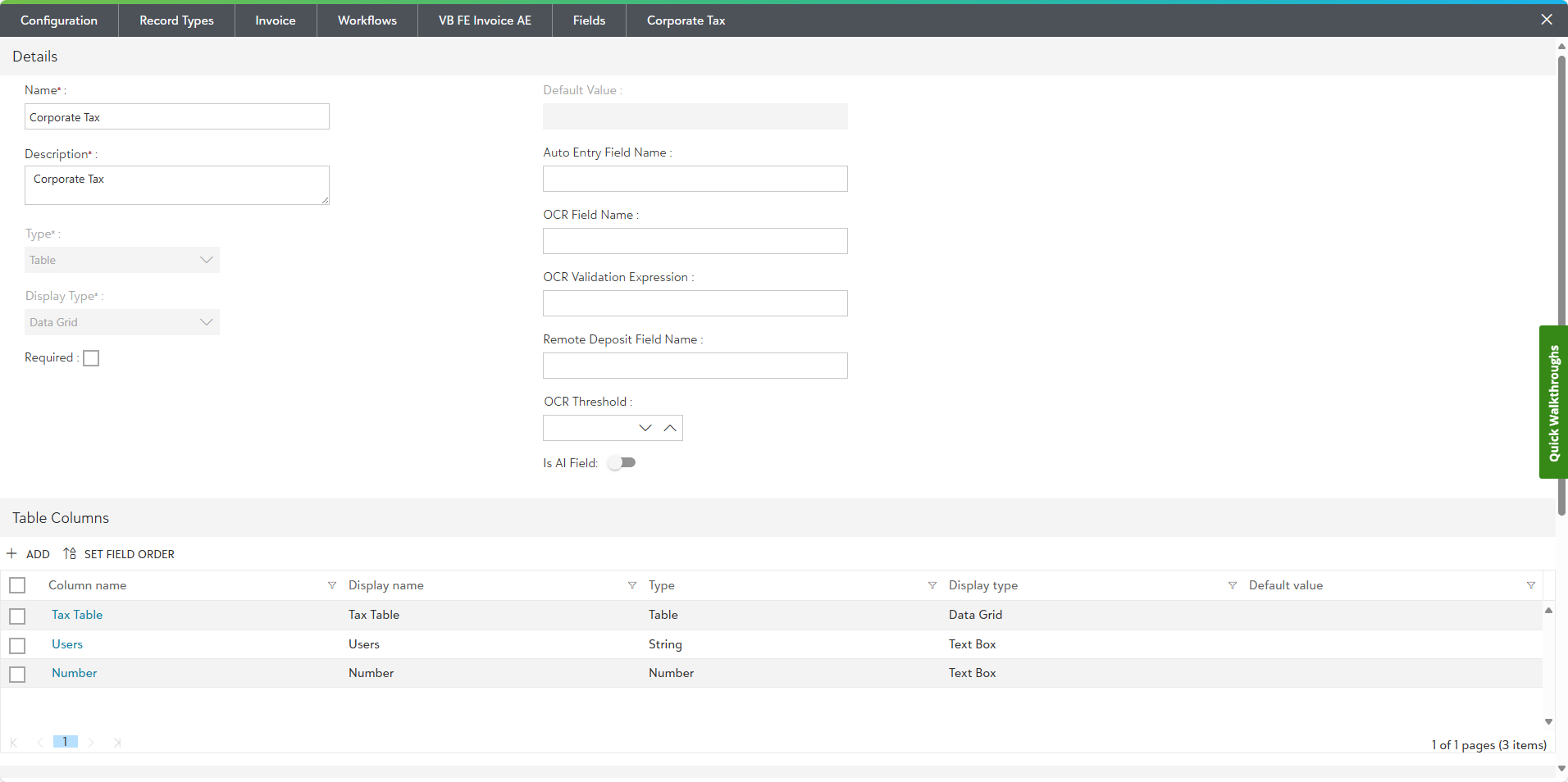 Configuring Nested table for a Workflow field