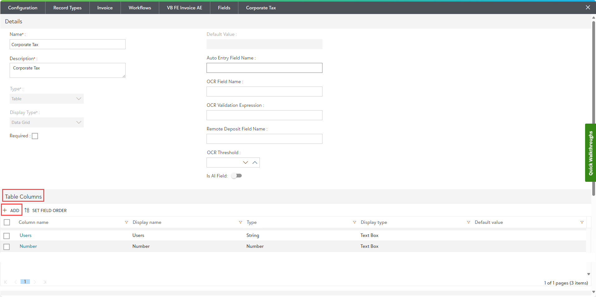 Configuring Nested table for a Workflow field