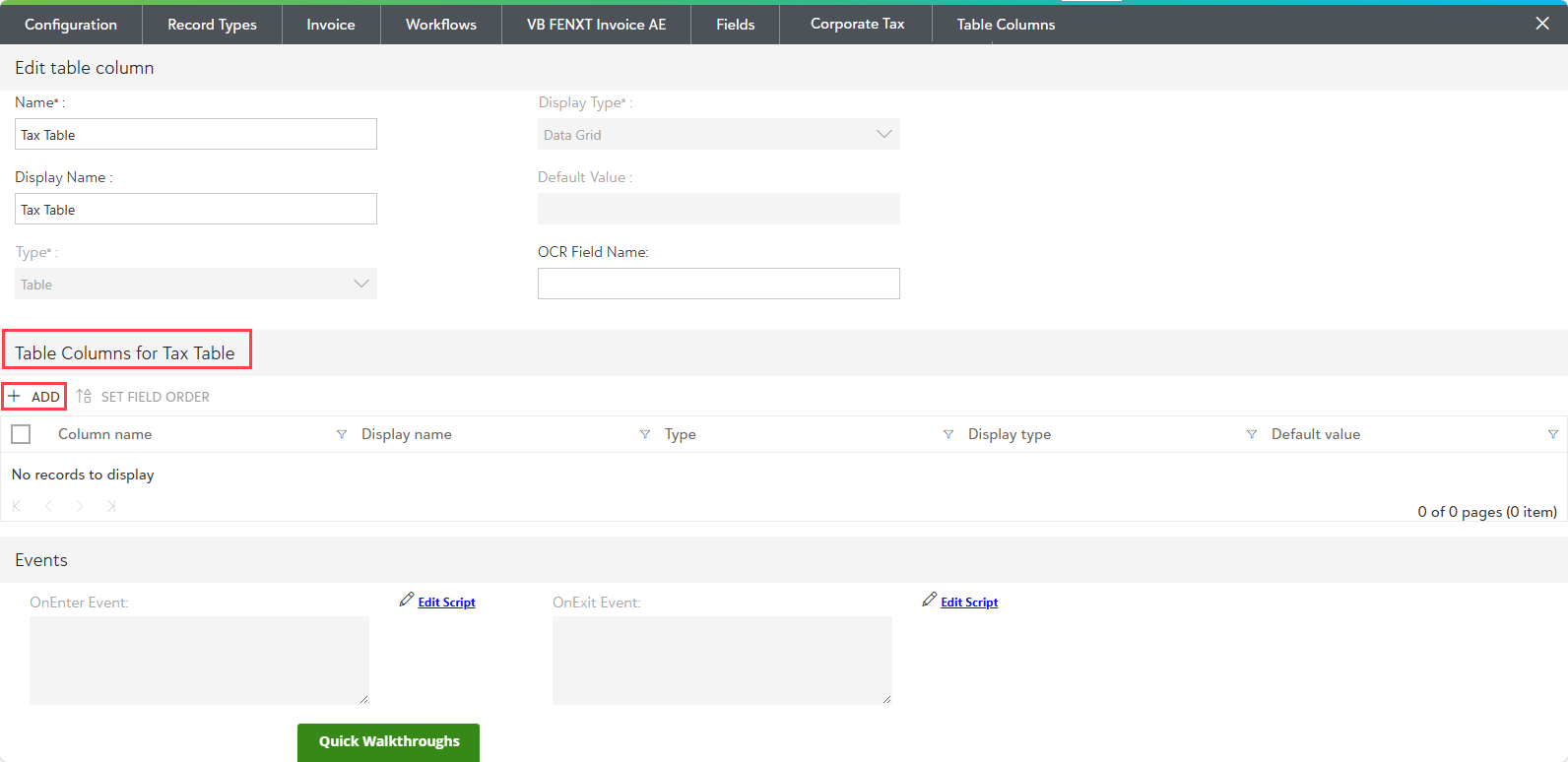Configuring Nested table for a Workflow field