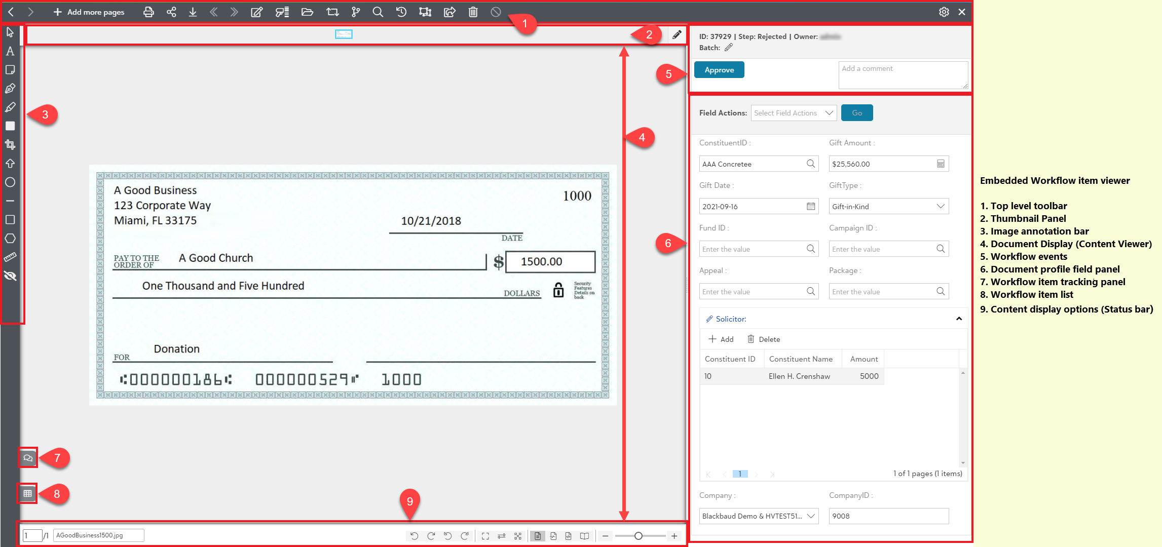 Embedded Workflow item viewer