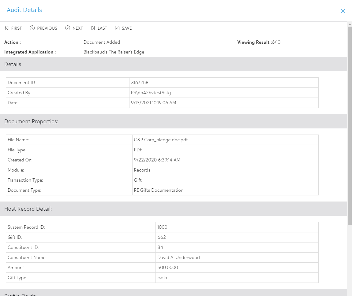 Audit Details Search