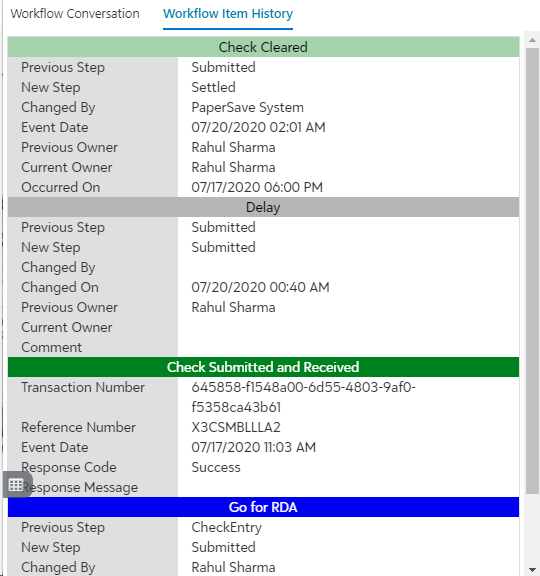 Check Status in Workflow Item History