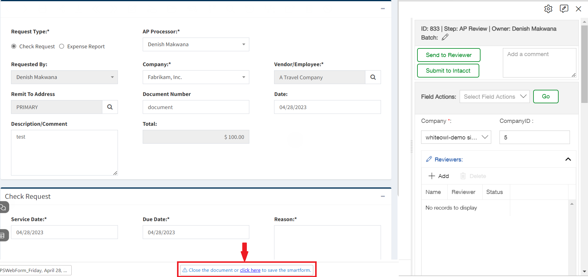 Modifying the Smart form values