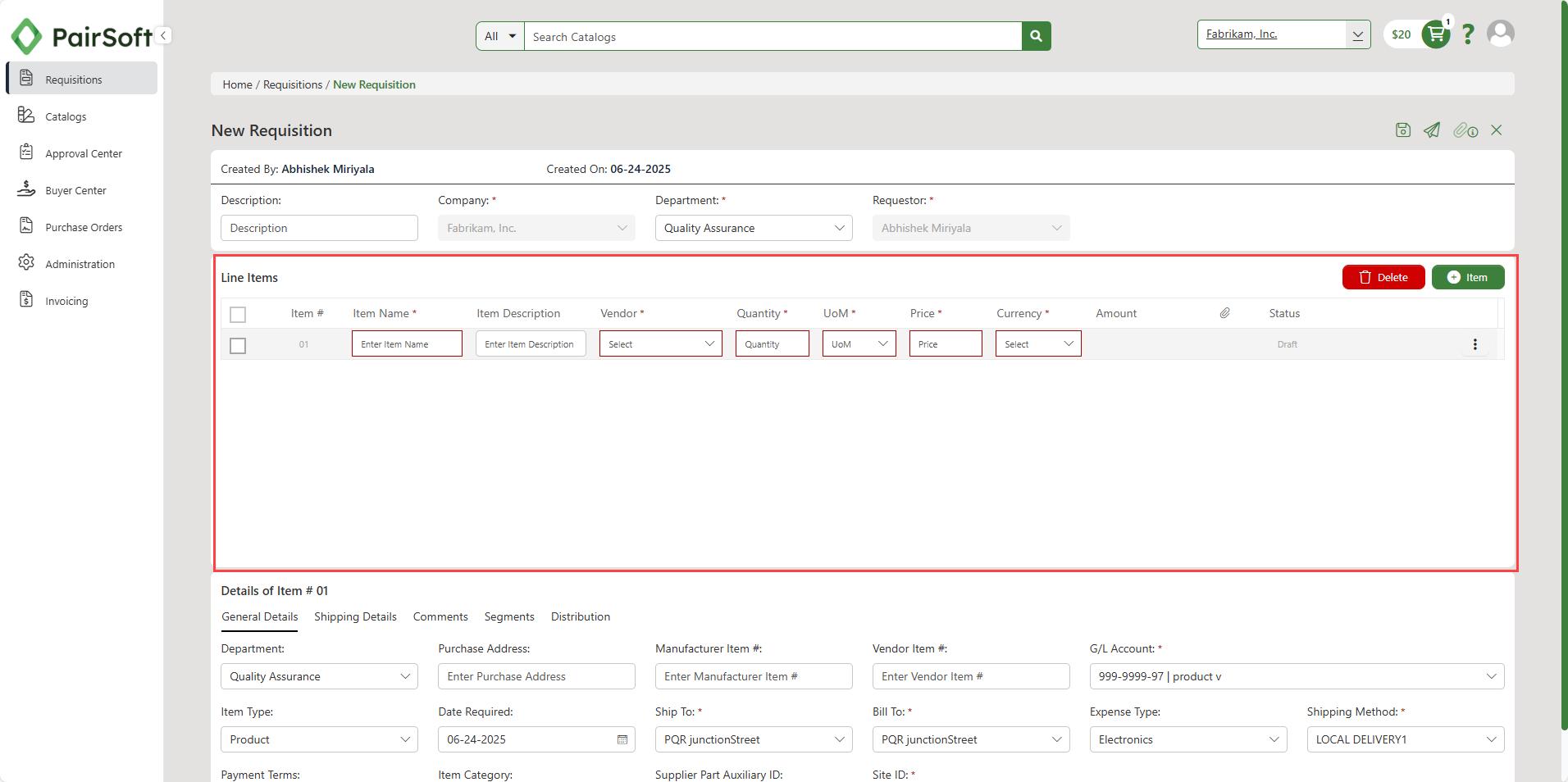 Creating Requisition from Requisitions