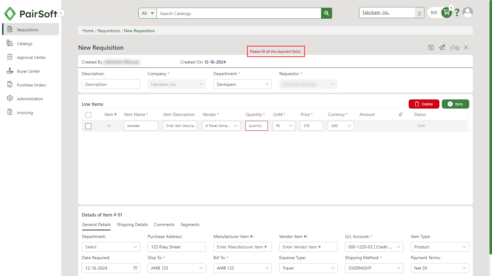 Creating Requisition from Requisitions